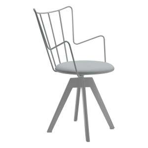 Chaise pivotante design en synthétique gris et métal assise blanche - Well 
