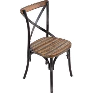 Chaise bistrot vintage en bois et métal patiné noir - Madie