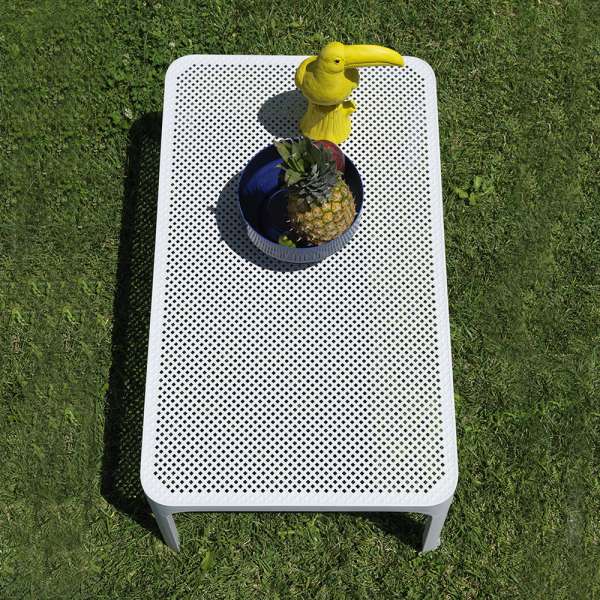 Table basse de jardin avec plateau blanc micro-perforé 100 x 60 cm - Net - 7
