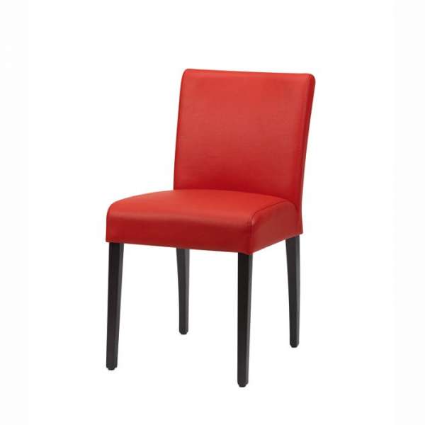 Chaise confortable Mobitec en synthétique rouge et pieds en bois naturel - Shanna - 3