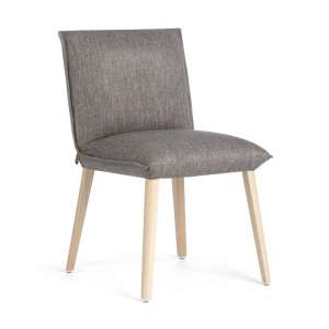 Chaise en tissu gris et bois naturel cocooning - Soft Mobitec®