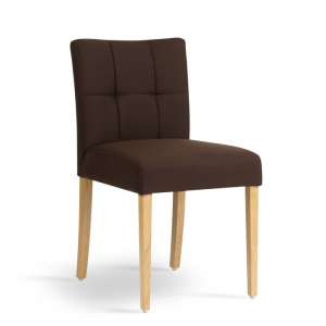 Chaise rembourrée marron en bois naturel et tissu - Carré Mobitec®