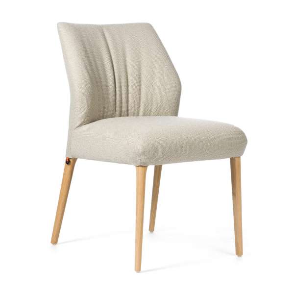 Chaise cocooning en tissu beige pieds en bois naturel - Enora Mobitec® - 1