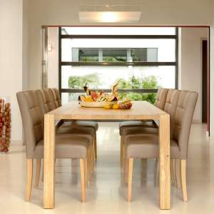 Chaise de salle à manger en vinyle marron et pieds en bois marron clair - Carré Mobitec®