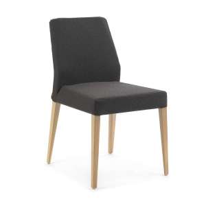 Chaise contemporaine en bois clair et tissu noir - Kenzie Mobitec