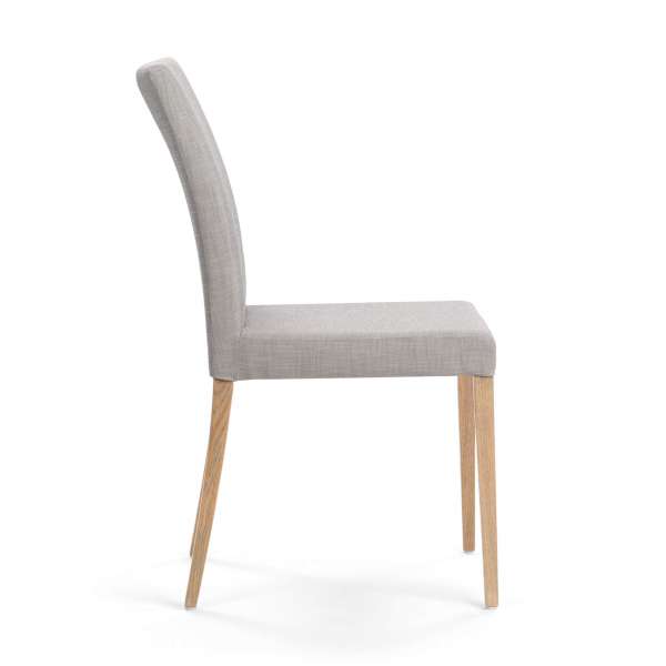 Chaise grise en tissu et pieds en bois marron clair - Slim Mobitec® - 3