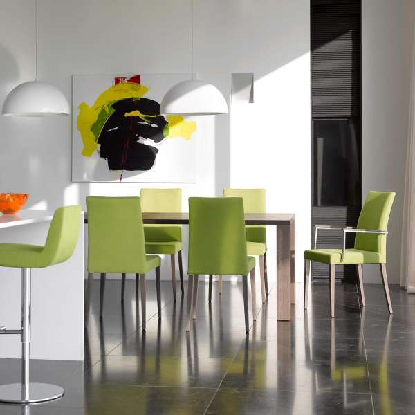 Chaise de salle à manger en tissu vert et hêtre massif - Slim Mobitec® - 5