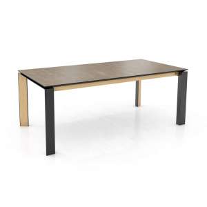 Table moderne en céramique pieds en bois massif et métal extensible - Oxford Mobitec®