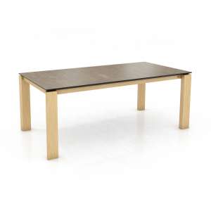 Table de salle à manger avec plateau en céramique et pieds en bois massif - Oxford Mobitec®