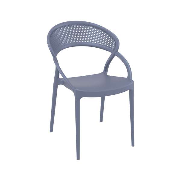 Chaise design de jardin empilable en polypropylène gris - Sunset - 9