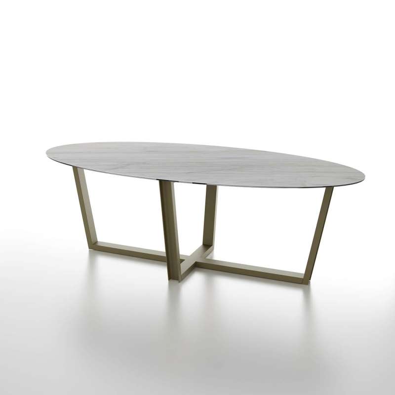 Table à manger ovale 180 cm ROWENA en céramique