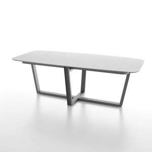 Table tonneau en verre design et piétement métallique moderne - Viktor