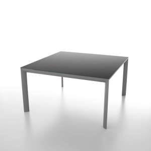 Table carrée contemporaine en verre noir et métal gris - Cocoon