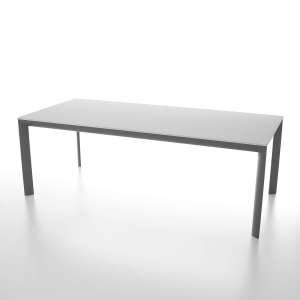 Table contemporaine rectangulaire plateau en verre et pieds en métal - Cocoon
