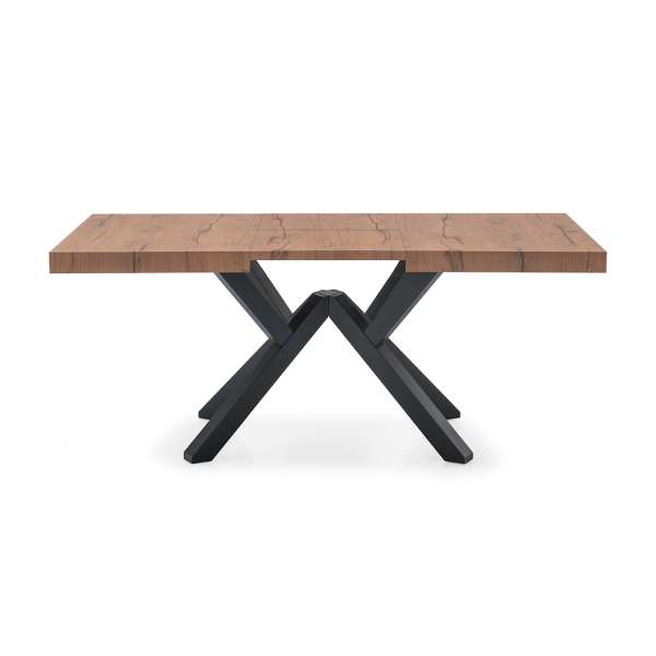 Table avec allonge design en mélaminé effet bois avec pieds en bois - Mikado Connubia© - 5