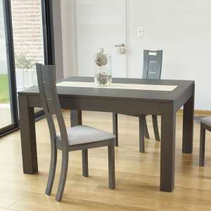 Table contemporaine en bois extensible avec chemin de table en céramique - MRC410