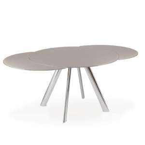 Table ronde moderne extensible en verre avec pieds en métal - Myles