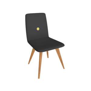 Chaise fabriquée en Italie en synthétique noir et pieds en bois - Nio