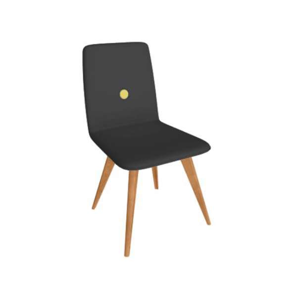 Chaise fabriquée en Italie en synthétique noir et pieds en bois - Nio - 1