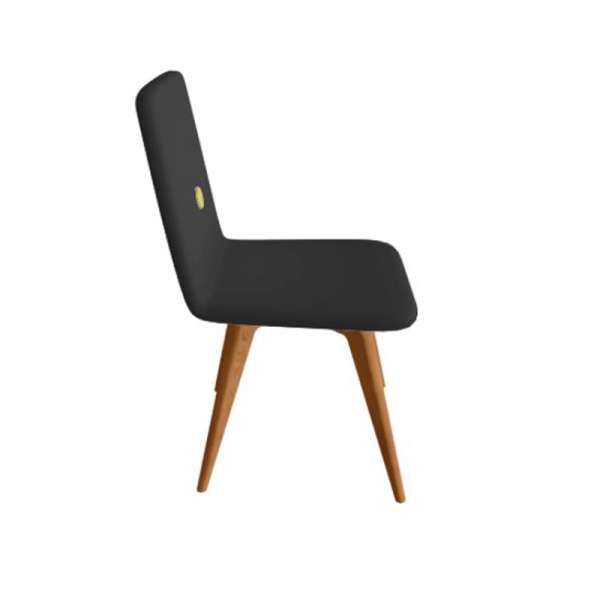 Chaise fabriquée en Italie en synthétique noir et pieds en bois - Nio - 2