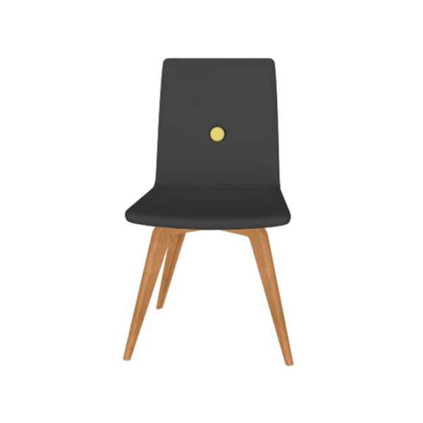 Chaise fabrication italienne en synthétique noir et pieds en bois - Nio - 3