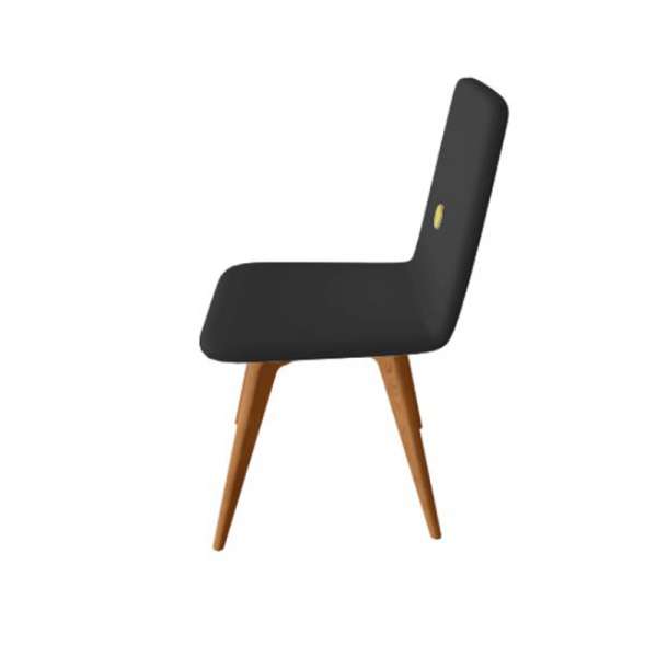 Chaise italienne en synthétique noir et pieds en bois - Nio - 4