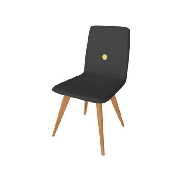 Chaise fabriquée en Italie en synthétique noir et pieds en bois - Nio - 5