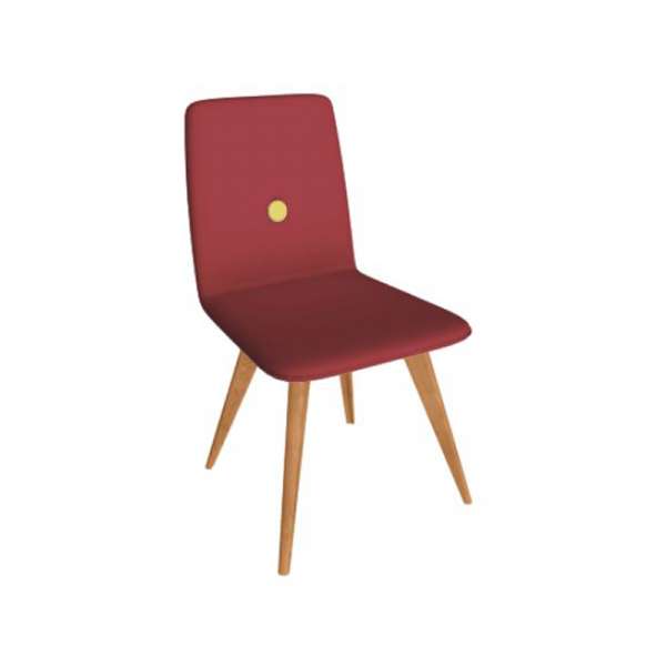 Chaise italienne en synthétique rouge et pieds en bois - Nio - 7