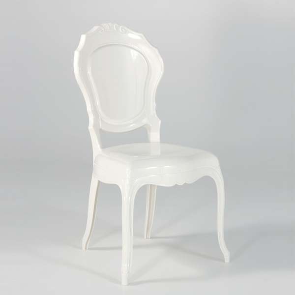 Chaise Louis XV modernisée en polycarbonate opaque blanc - Belle Époque - 1