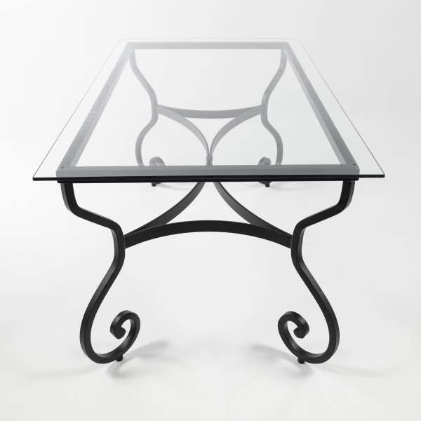 Table provençale en verre avec pieds en acier noir - Damasco - 2