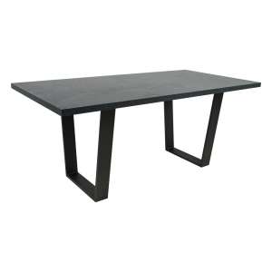 Table design en mélaminé gris ardoise avec pieds en traineau en métal anthracite - Trapani