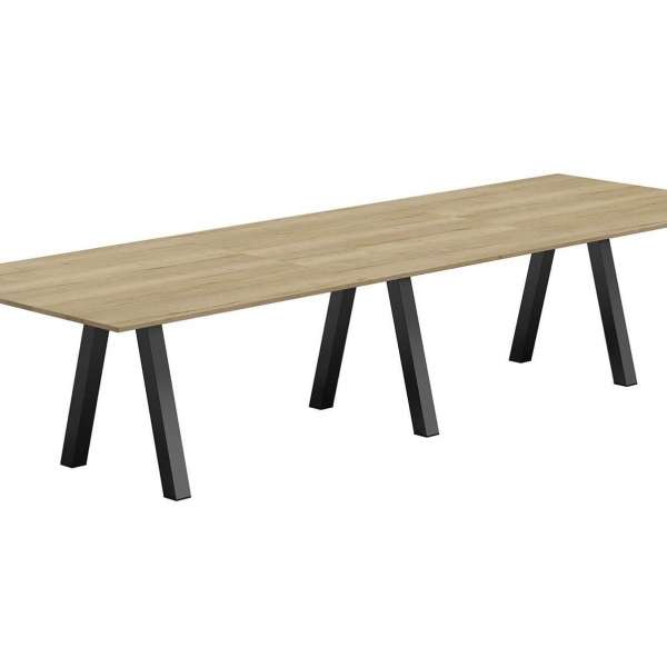 Grande table en stratifié teinte naturelle avec six pieds en métal noir - Veneto - 3