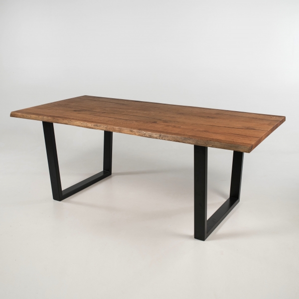 Table industrielle en bois massif avec pieds traîneau - Planète - 2