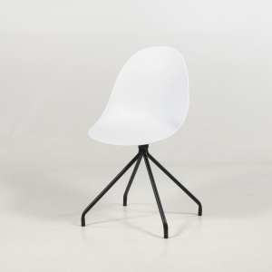 Chaise coque design blanche en polypropylène pieds métal - Comète