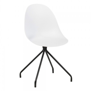Chaise coque design blanche en plastique pieds métal - Comète