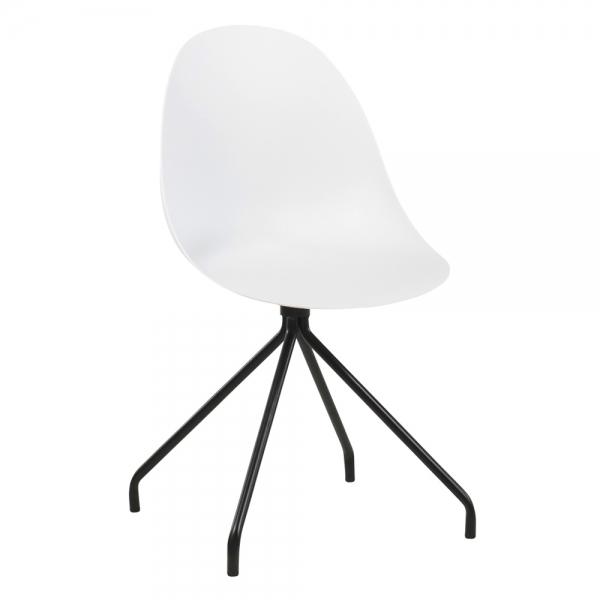 Chaise coque design blanche en plastique pieds métal - Comète - 1