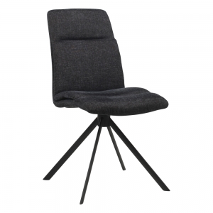 Chaise pivotante en tissu gris foncé rembourrée avec pieds obliques - Jacynthe