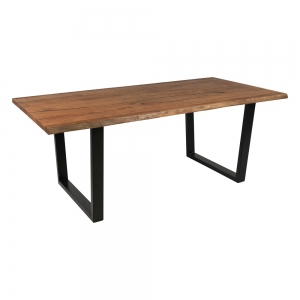 Table industrielle rectangulaire en bois massif avec pieds traîneau - Planète