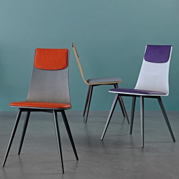 Chaise italienne design tricolore avec pieds en métal - Amélie - 1