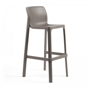 Tabouret de bar extérieur empilable en polypropylène taupe - Net stool