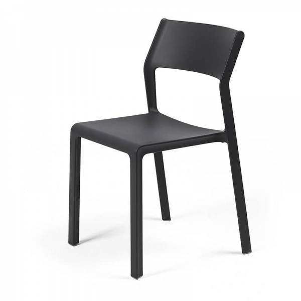 Chaise moderne en plastique anthracite empilable - Trill bistrot - 8