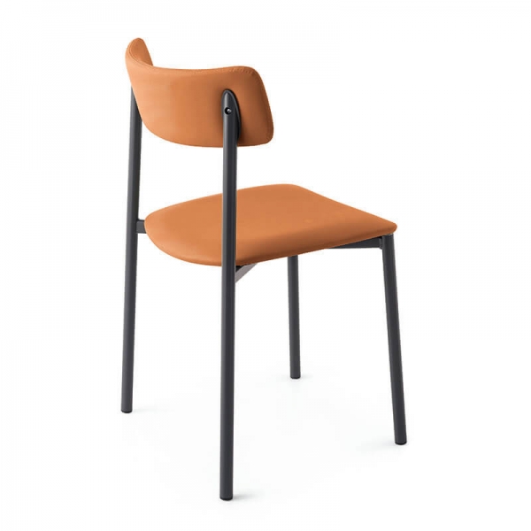 chaise de cuisine rembourrée orange et noire - 5