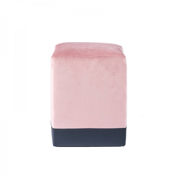 Pouf cube bicolore rose et gris - Piaf - 25