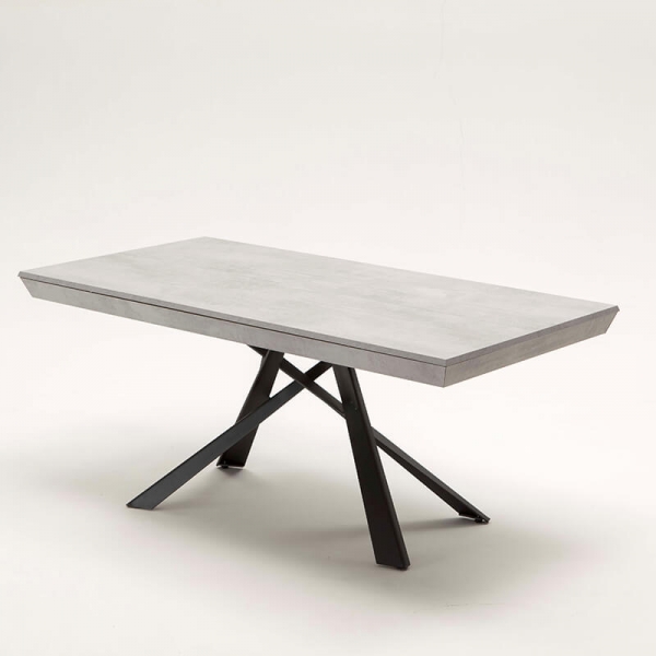 Table design italienne grise avec allonges avec pieds mikado - Lungo largo - 2