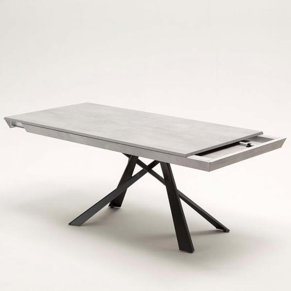 Table moderne talienne grise extensible avec pieds mikado - Lungo largo - 3