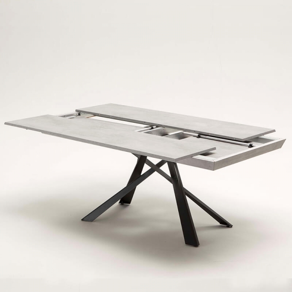 Table italienne extensible grise avec pieds mikado - Lungo largo - 5