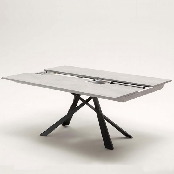 Table italienne grise avec allonges et pieds mikado - Lungo largo - 6
