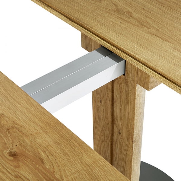 Table ronde en bois massif avec allonges et pied central - 12.11 - 3