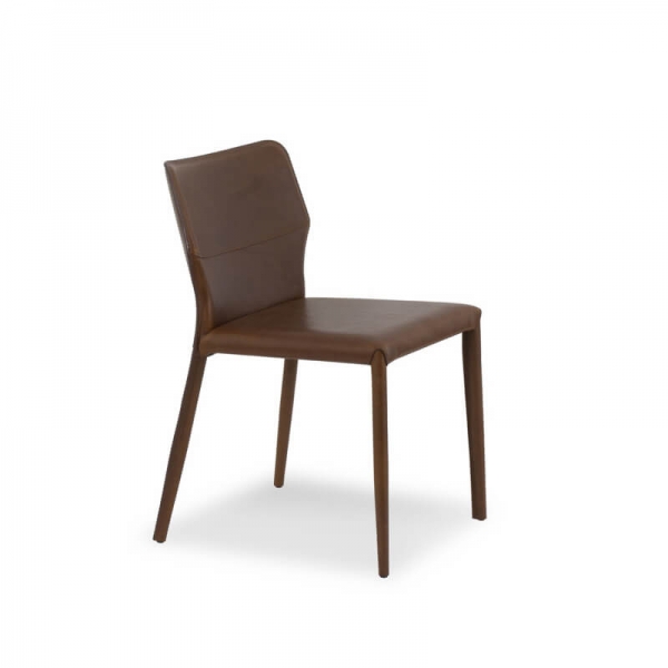 chaise de salle à manger en croûte de cuir hauteur 80 cm - Maryl - 3