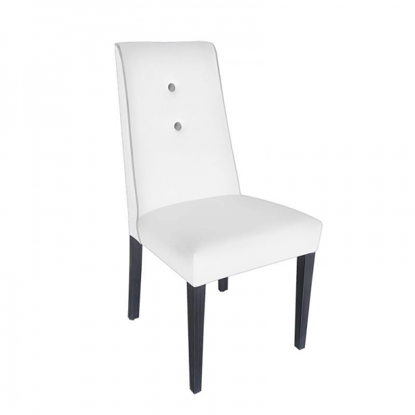Chaise en tissu blanc avec boutons gris - Mila - 2